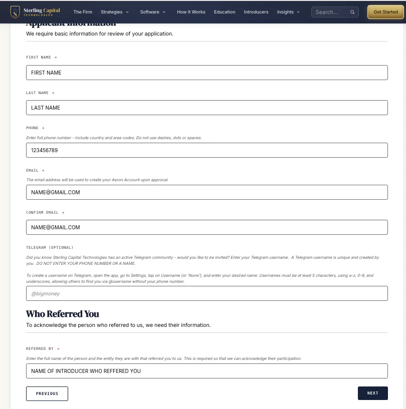 Applicant Information and Who Referred You.