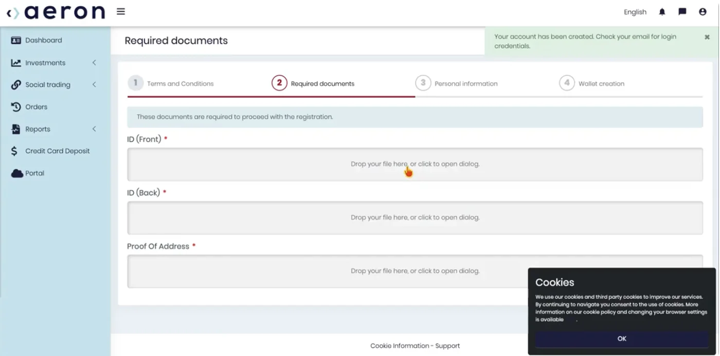 Required Documents. Drag each file into its box, or click to open a file dialog.