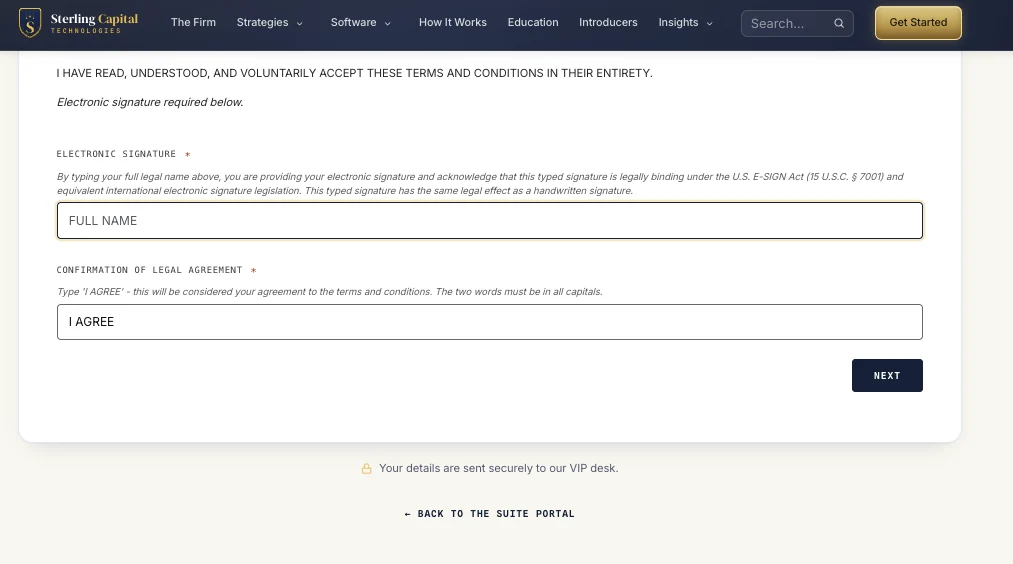 Electronic signature and confirmation of legal agreement.
