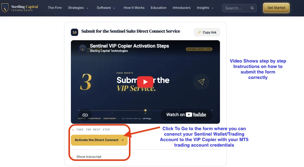 Watch the video, then click Activate the Direct Connect.